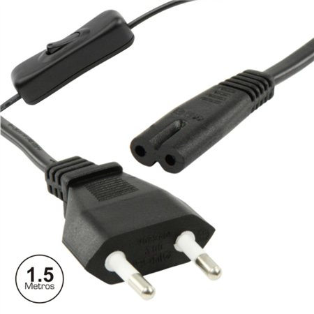 Cabo Alimentação Ac Plano / Tipo 8 Iec C7 C/ Interruptor1.5M