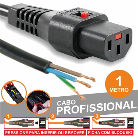 Cabo Alimentação Prof. Iec C13 Fêmea 1M Preto