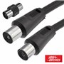 Cabo Coaxial Macho/Fêmea + Adaptador Preto 3M