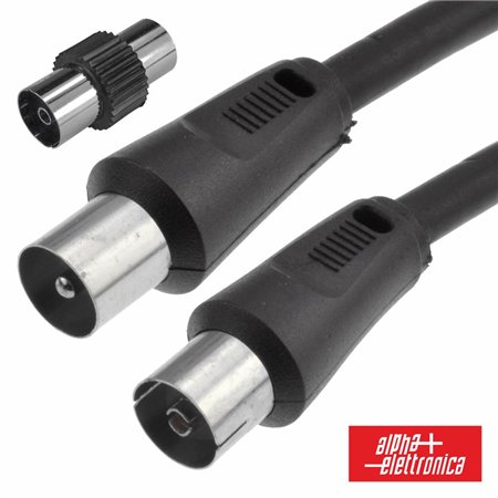 Cabo Coaxial Macho/Fêmea + Adaptador Preto 3M