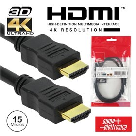 Cabo Hdmi Dourado Macho / Macho 1.4 Preto 15M