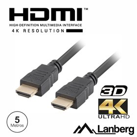 Cabo Hdmi Dourado Macho / Macho 1.4 5M Lanberg