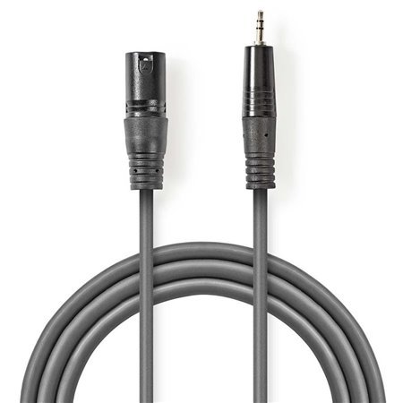 Cabo Xlr 3P Macho / Mini Jack 3.5Mm Macho 3M Cinza