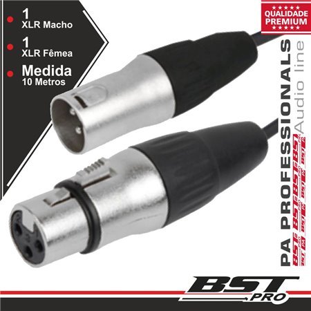 Cabo Xlr 3P Macho / Xlr 3P Fêmea 10M Bstpro