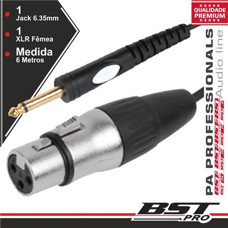 Cabo Xlr 3P Fêmea / Jack 6.35Mm Macho St 6M Bstpro