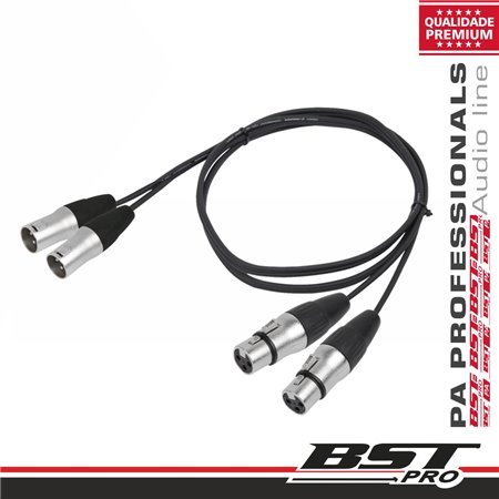 Cabo 2-Xlr 3P Macho / 2-Xlr 3P Fêmea 1.5M Bstpro