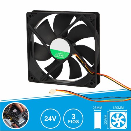 Ventoinha 24V 120X120X25Mm 3 Fios