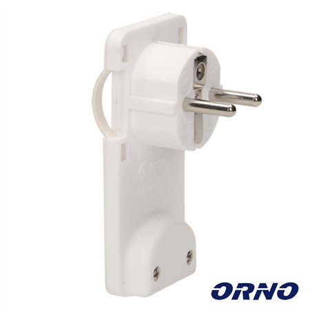 Ficha Schuko Macho C/ Terra Anel Extração 220V Branco Orno