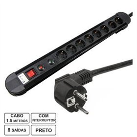 Tomada Elétrica C/ 10 Saídas Interruptor Proteção 1.5M Edh