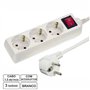Tomada Elétrica C/ 3 Saídas Interruptor 1.5M Branco