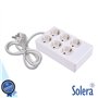 Tomada Elétrica C/ 6 Saídas Quadrada 1.5M Branco Solera