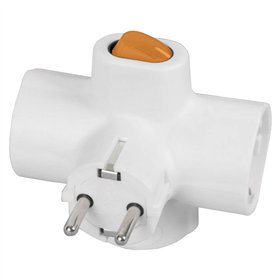 Ficha Elétrica Tripla 3 Schuko Interruptor