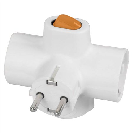 Ficha Elétrica Tripla 3 Schuko Interruptor
