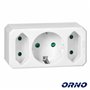 Ficha Elétrica Adaptadora 1X Schuko 2X Ac Plana Orno