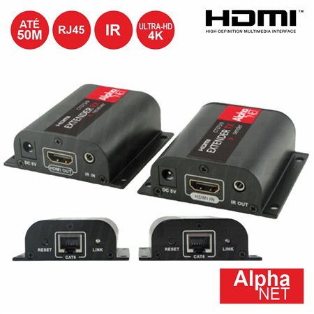 Extensor De Sinal Hdmi Via Rj45 Cat6 50M 4K Alphanet