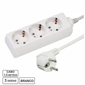 Tomada Elétrica C/ 3 Saídas 1.5M Branco