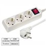 Tomada Elétrica C/ 3 Saídas Interruptor 1.5M Branco