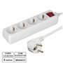 Tomada Elétrica C/ 4 Saídas Interruptor 1.5M Branco
