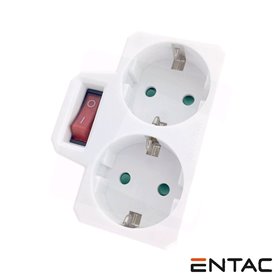 Tomada Elétrica C/ 2 Saídas Interruptor Branco Entac