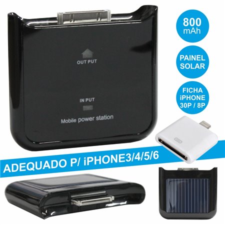 Powerbank 800Ma C/ Painel Solar P/ Iphone3/4/5/6