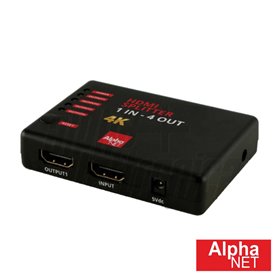 Distribuidor Comutador Hdmi 1 Entrada 4 Saídas Alphanet