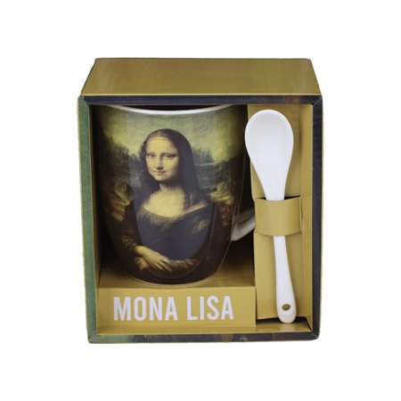 Caneca de cerâmica Enesco Mona Lisa com colher