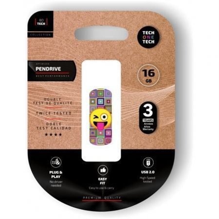 Pen drive de 16 GB Tech One Tech Emoji wink USB 2.0