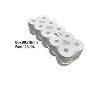 Rolo de Papel Térmico 80x60x11 - Pack de 10 unidades