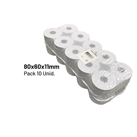 Rolo de Papel Térmico 80x60x11 - Pack de 10 unidades