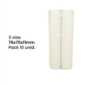 Rolos de Papel Triplo Autocopiativo 76x70x11/3 vias (Branco/Amarelo/Rosa)