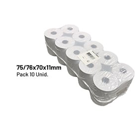 Rolo de Papel Térmico 75/76x70x11 - Pack de 10 unidades