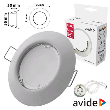 Aro Redondo Fixo Cónico Branco P/ Mr16-Gu10 Avide