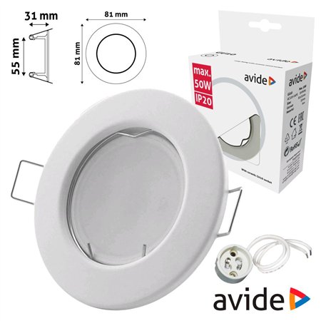 Aro Redondo Fixo Branco P/ Mr16-Gu10 Avide
