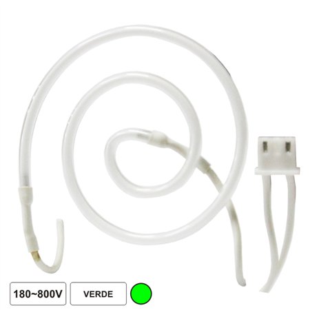 Lâmpada Tubular 180-800V Néon Espiral Verde