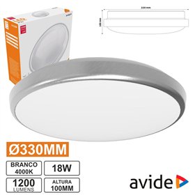 Painel Led Redondo Aplique 18W 330Mm 4000K 1600Lm Avide