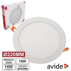 Painel Leds Redondo 18W 220Mm 3000K 1480Lm Avide