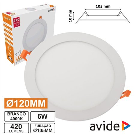 Painel Leds Redondo 6W 120Mm 4000K 420Lm Avide