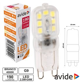 Lâmpada Led G9 2.5W 230V 4000K 190Lm Avide