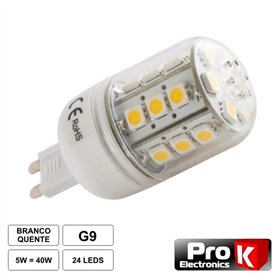Lâmpada G9 5W 12V 24 Leds Smd 5050 Branco Quente