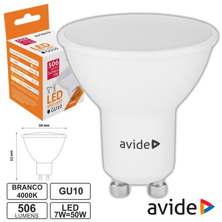 Lâmpada Led Gu10 Spot 7W 230V 4000K 506Lm Avide