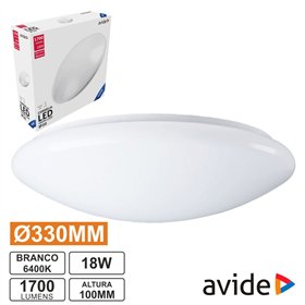 Aplique Led Redondo Teto 18W 330Mm 6400K 1700Lm Avide