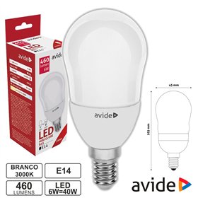 Lâmpada Led E14 Globo B45 6W 230V 3000K 460Lm Avide