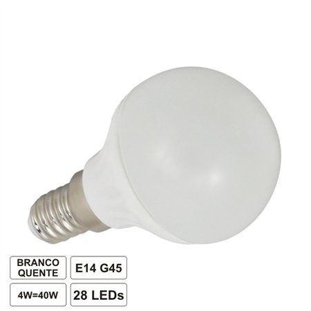 Lâmpada E14 4W 230V 11 Leds Globo Branco Quente