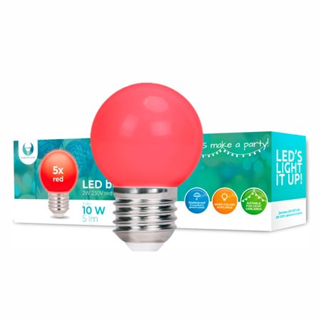 Conjunto 5 Lâmpadas E27 2W10W 230V Led Vermelho
