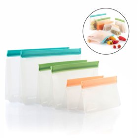 Conjunto De 6 Sacos Reutilizáveis P/ Alimentos C/ Fecho