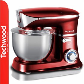 Batedeira Elétrica 1300W C/ Taça Inox 6.5L Vermelho Techwood