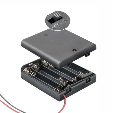 Suporte P/ 4 Pilhas Aaa C/ Tampa E Interruptor