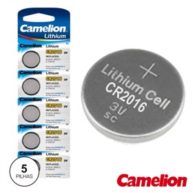 Pilha Lithium Botão Cr2016 3V 75Ma 5X Blister Camelion