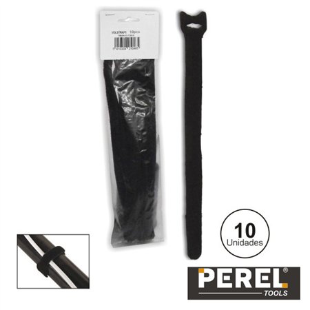 Braçadeira Velcro Preta 205Mm 10X Perel
