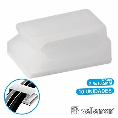 Passa Cabos C/ Adesivo 2.5X10.5Mm 10X Velleman